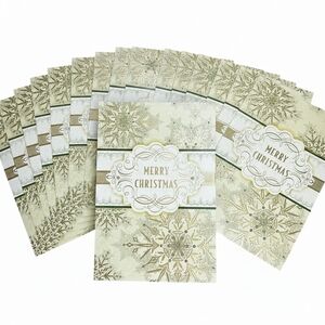 Greeting Card 16 Pack Friends Family Merry Christmas Gold Filagree Holiday